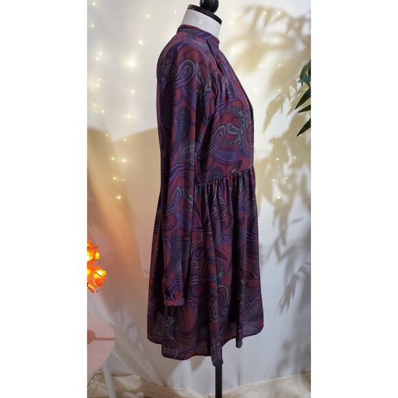 Jack by BB Dakota Triston Paisley High Neck Mini Dress Womens Size S Flowy Boho - Picture 8 of 16